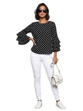 Zanzea Black and White Polka Dot Blouse Size XL